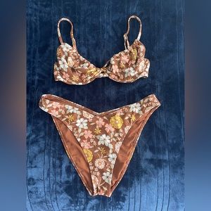 Brown Floral Hollister Bikini Set!